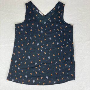 Maurices Sleeveless Blouse Womens Small V Neck Bird Rabbit Deer Print Top